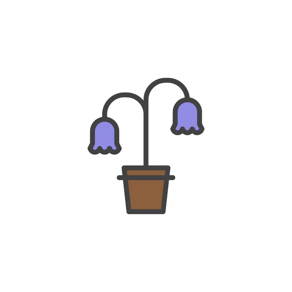 Flowers in flower pot filled outline icon, line vector sign, linear colorful pictogram isolated on white. Symbol, logo illustration. Pixel perfect vector graphics