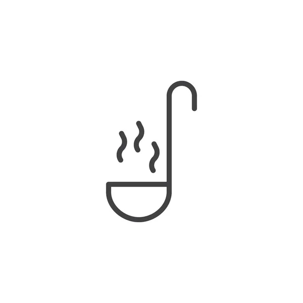 キッチンお玉概要アイコン 携帯電話の概念と Web デザインの直線的なスタイルの標識です スープ スプーン シンプル ラインのベクトルのアイコン シンボル ロゴの図 — ストックベクタ