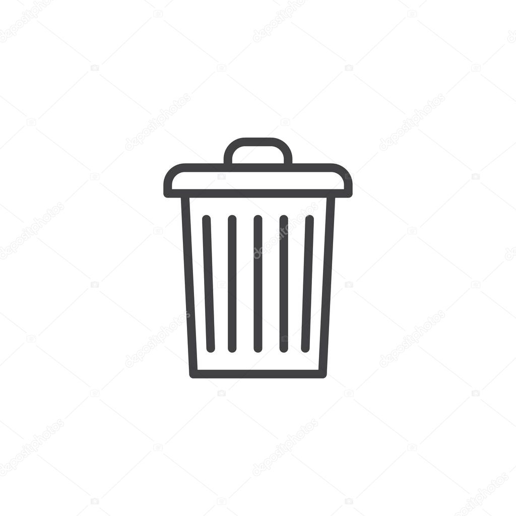 Garbage bin outline icon. linear style sign for mobile concept and web design. Trash can simple line vector icon. Symbol, logo illustration. Pixel perfect vector graphics