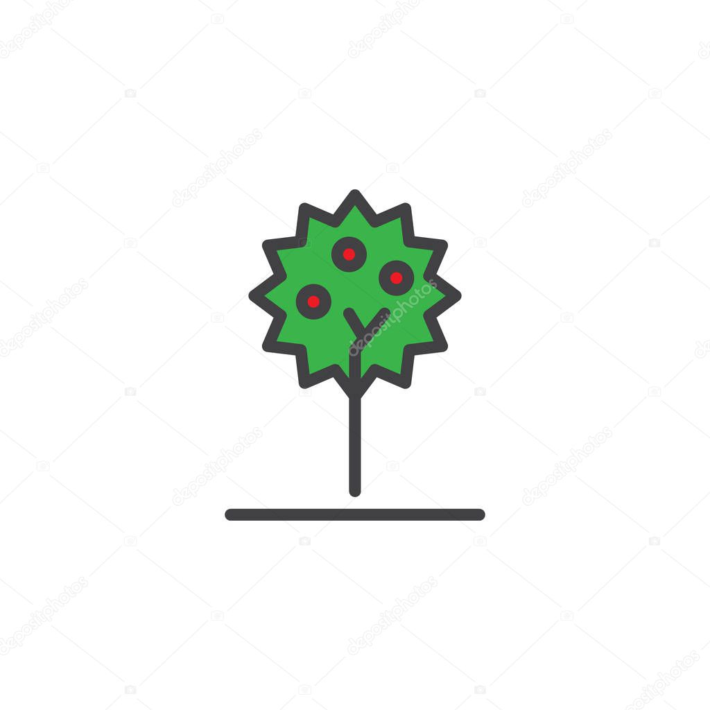 Apple tree with apples filled outline icon, line vector sign, linear colorful pictogram isolated on white. Symbol, logo illustration. Pixel perfect vector graphics