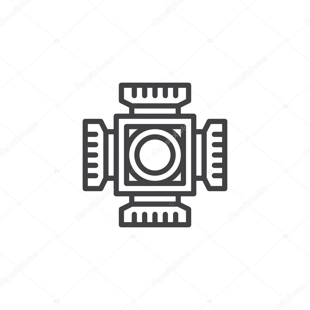 Digital camera cmos chip outline icon. linear style sign for mobile concept and web design. CMOS ccd sensor simple line vector icon. Symbol, logo illustration. Pixel perfect vector graphics