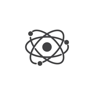 Atom yapısı vektör simgesi. Mobil kavramı ve web tasarım için düz işareti dolu. Moleküler modelleme basit katı simgesi. Sembol, logo illüstrasyon. Piksel mükemmel vektör grafikleri