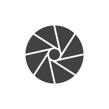 Kamera çekim vektör simgesi. Mobil kavramı ve web tasarım için düz işareti dolu. diyafram basit katı simgesi. Sembol, logo illüstrasyon. Piksel mükemmel vektör grafikleri