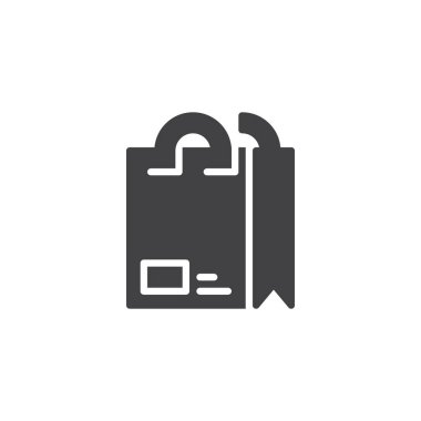 Alışveriş çantası vektör simgesi. Mobil kavramı ve web tasarım için düz işareti dolu. Kağıt çanta basit katı simgesi. Sembol, logo illüstrasyon. Piksel mükemmel vektör grafikleri