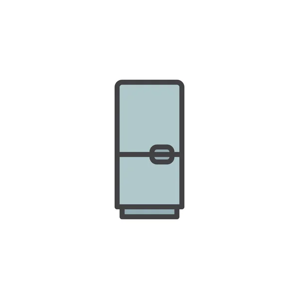 Buzdolabı Dolu Anahat Simgesini Çizgi Vektör Işareti Üzerinde Beyaz Izole — Stok Vektör