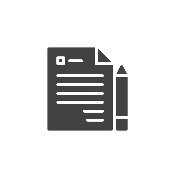 ビジネス契約文書ベクトルのアイコン モバイルの概念と Web デザインのフラット記号を記入しました 紙とペンの簡単な固体アイコン シンボル ロゴの図 ピクセル完璧なベクトル グラフィック — ストックベクタ