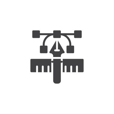 Dolma kalem ucu ve cetvel vektör simgesi