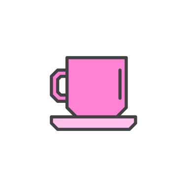 Fincan ile fincan tabağı doldurulmuş anahat simgesini