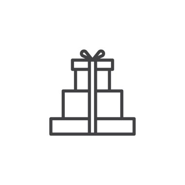 Hediye kutuları yay ve şerit anahat simgesi olan