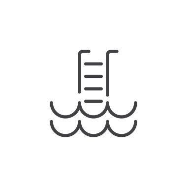 Yüzme Havuzu merdiven anahat simgesini