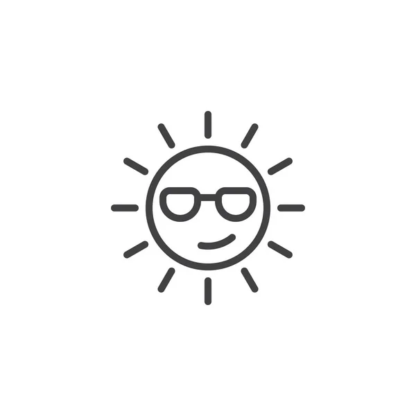 Летом солнце лицо с значок наброски солнцезащитные очки — стоковый вектор