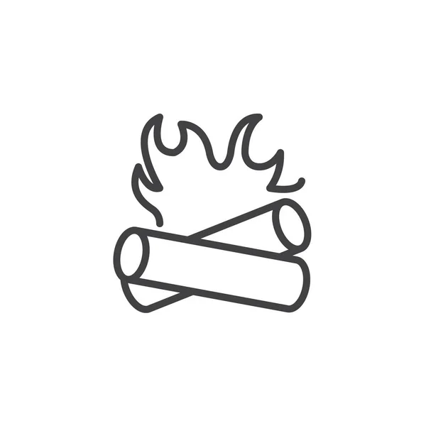 Burning Bonfire icono del esquema — Vector de stock