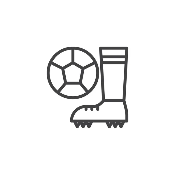 Botas de futebol e ícone de esboço de bola — Vetor de Stock