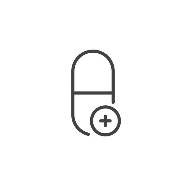 Capsule with medical cross outline icon — Stock Vector