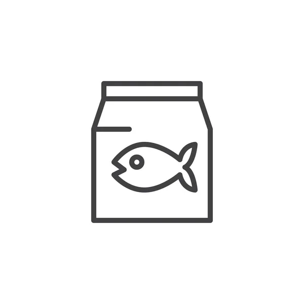 Icono del esquema del paquete de pescado — Vector de stock