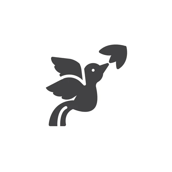 Latający ptak i kwiat wektor ikona — Wektor stockowy