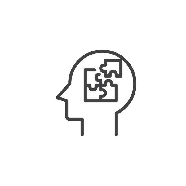 Puzzle in head outline icon — Stock Vector