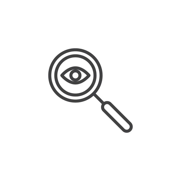 Magnifying glass and eye outline icon — Stock Vector