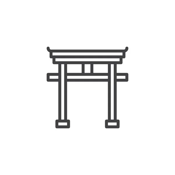 Torii icône de contour de porte japonaise — Image vectorielle