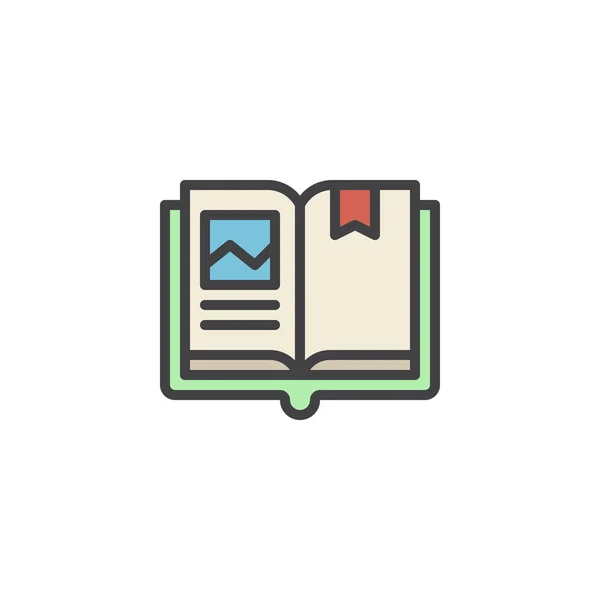 Otevřená kniha s záložky plné ikonu obrysu — Stockový vektor