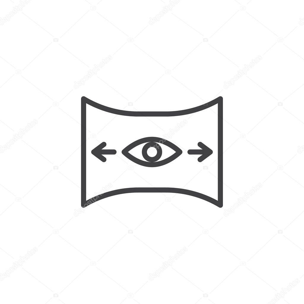 Panorama view outline icon. linear style sign for mobile concept and web design. Panoramic eye simple line vector icon. Symbol, logo illustration. Pixel perfect vector graphics