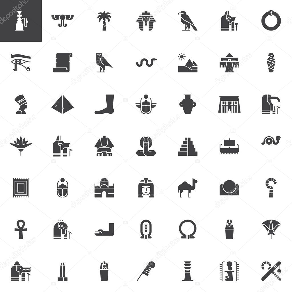 Egypt elements vector icons set