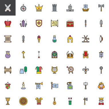 Anahat Icons set ortaçağ unsurlar dolu