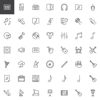 Müzik aletleri Icons set anahat