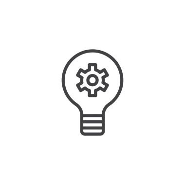 Ampul ve dişli anahat simgesini