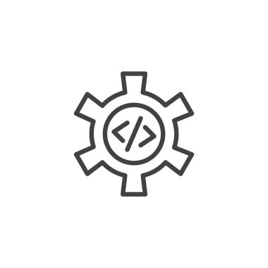 Kodlama ve teknoloji anahat simgesini