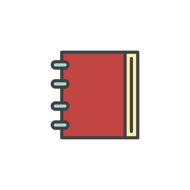Spiral defter doldurulmuş anahat simgesini