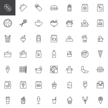 Gıda anahat Icons set take away