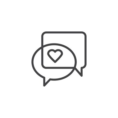 Aşk kalp, konuşma balonu anahat simgesini