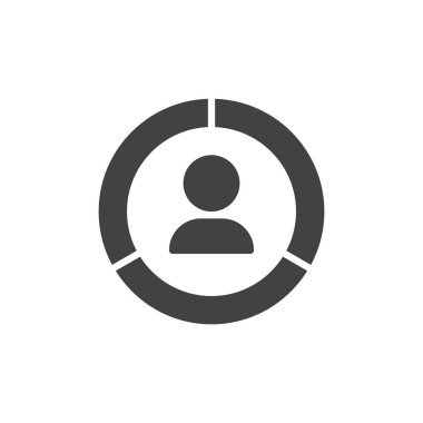 Daire grafiği vektör simgesi olan adam