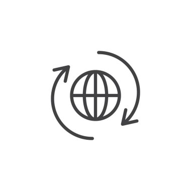 Küre ve döndürme oklarını anahat simgesini