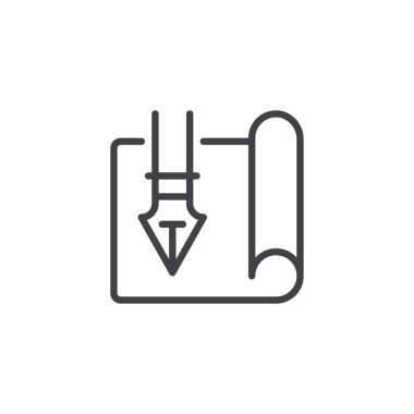 Dolma kalem anahat simgesi olan kağıt kaydırma