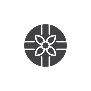 Yay ve şerit vektör simgesi olan yuvarlak hediye kutusu