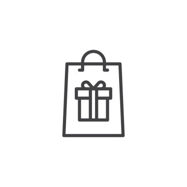 Alışveriş çantası hediye kutusu anahat simgesi olan