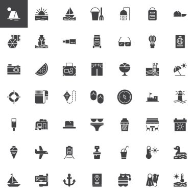 Yaz ve seyahat vector Icons set