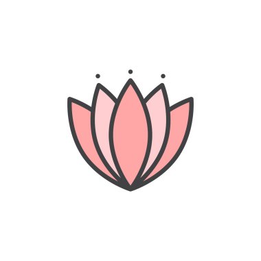 Oryantal lotus doldurulmuş anahat simgesini