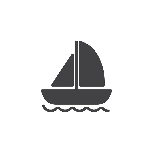 Yacht sulle onde icona vettoriale — Vettoriale Stock