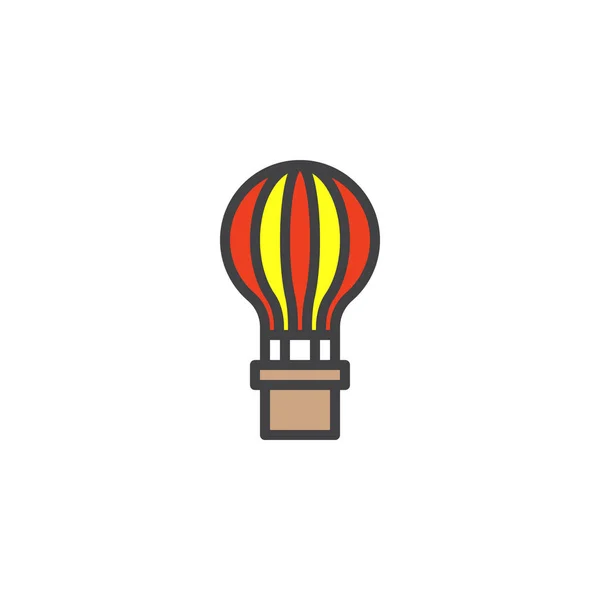 Hot air balloon filled outline icon — Stock Vector