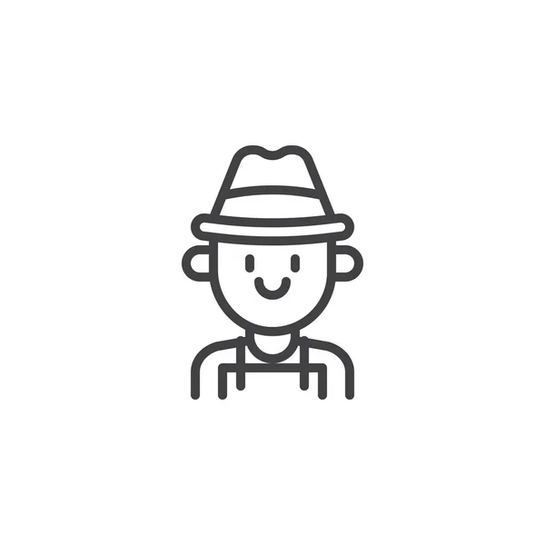 Farmer portrait outline icon — Stock Vector