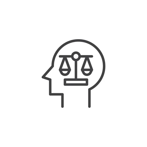 Scale Balance in Human Head outline icon — Stock Vector