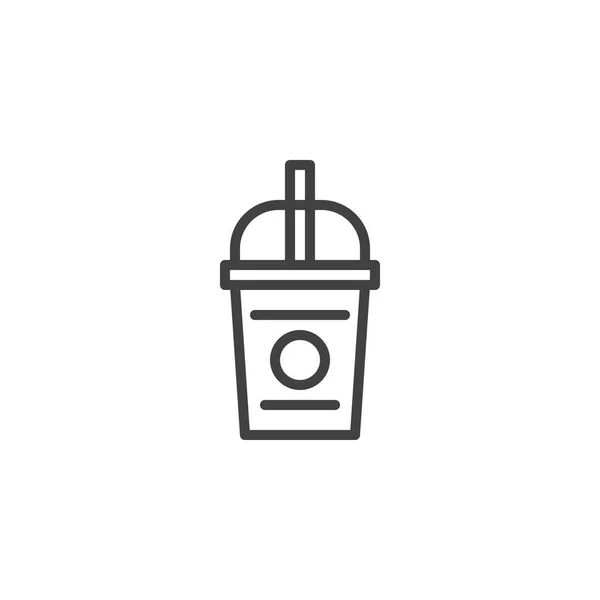 Ice coffee cup outline icon — Stock Vector