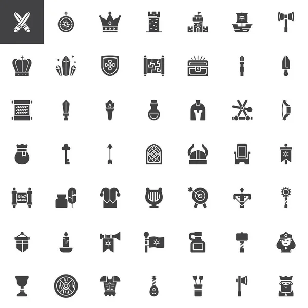 Medieval elements vector icons set — Stock Vector