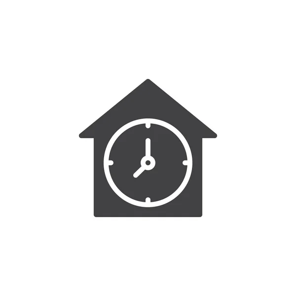 Casa con icono de vector de reloj — Vector de stock