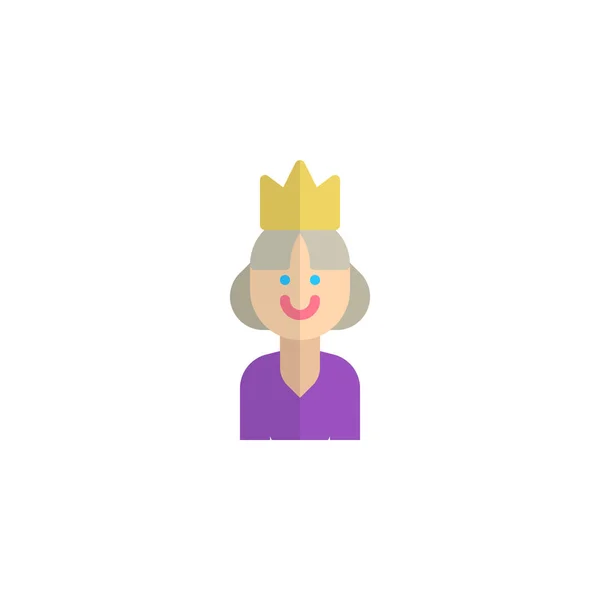 Χαμογελώντας βασίλισσα επίπεδη εικονίδιο — Διανυσματικό Αρχείο