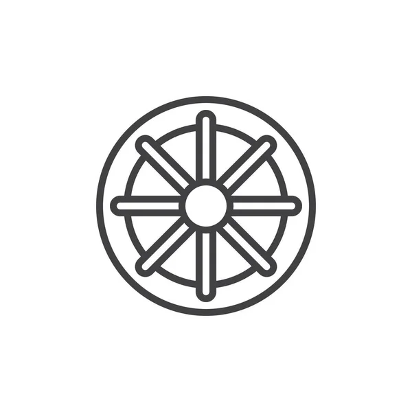 Wheel of Dharma outline icon — Stock Vector