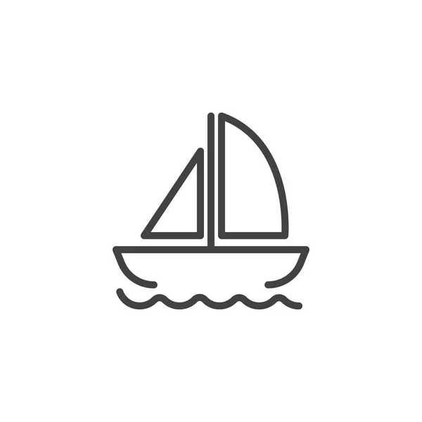 Yate en olas icono del contorno — Vector de stock